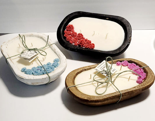 Flower Mini Wood Dough Bowl